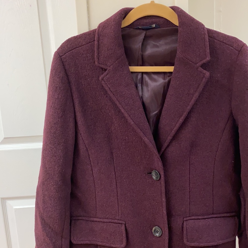 Plum Wool Peacoat - Like New